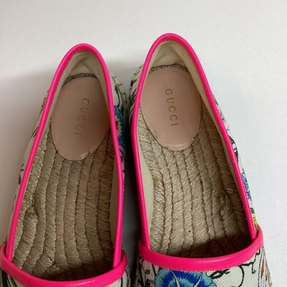 Gucci Flora Neon Trim Espadrilles White multicolor Fuxia Size EU 38 - Picture 3 of 15
